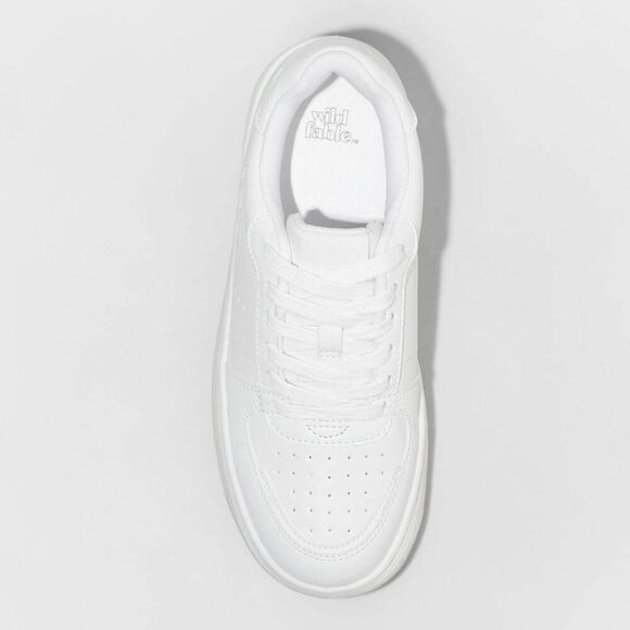 Wild Fable -  Women's Low-Top Casual Lace-Up Faux Lea White - Picture 3 of 5
